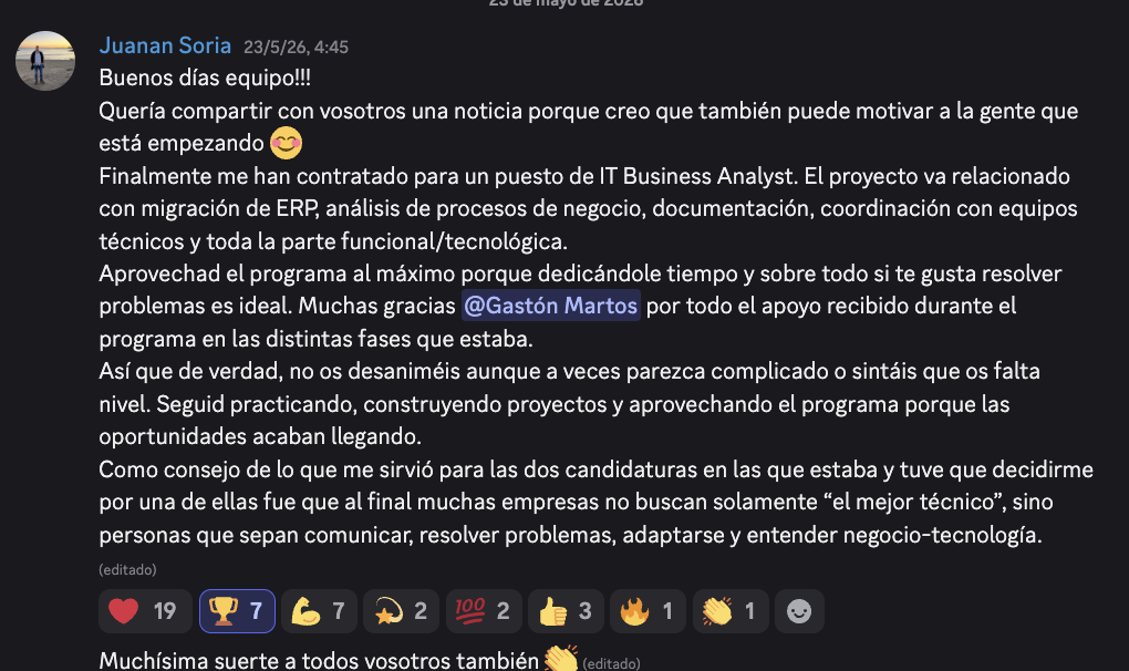 Testimonio de alumno 14